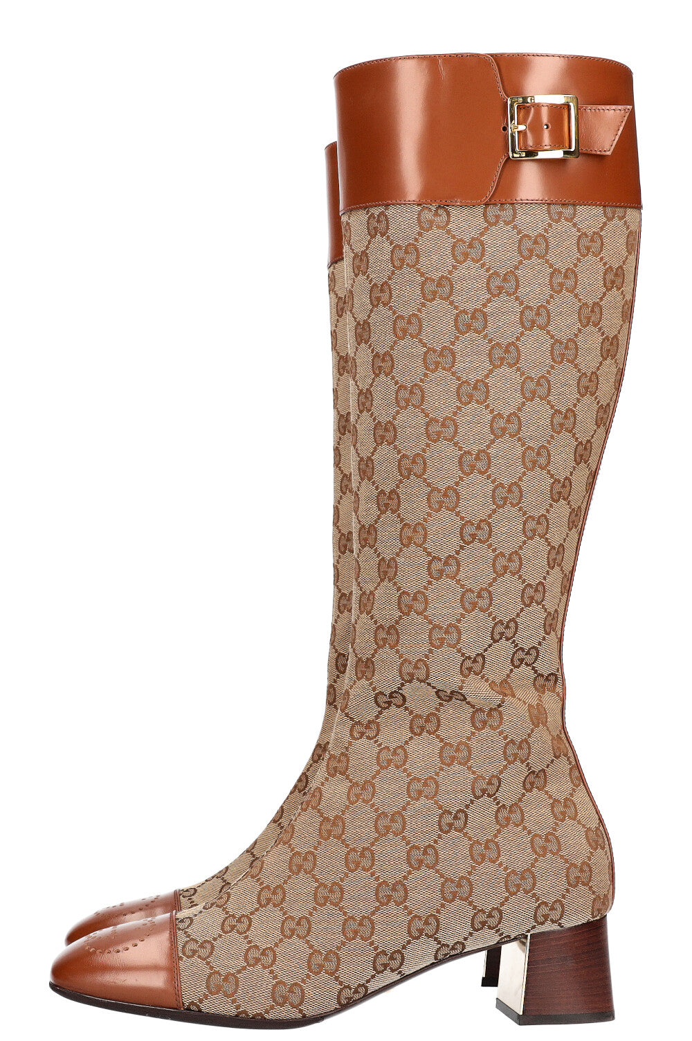 GUCCI knee-high boots GG canvas