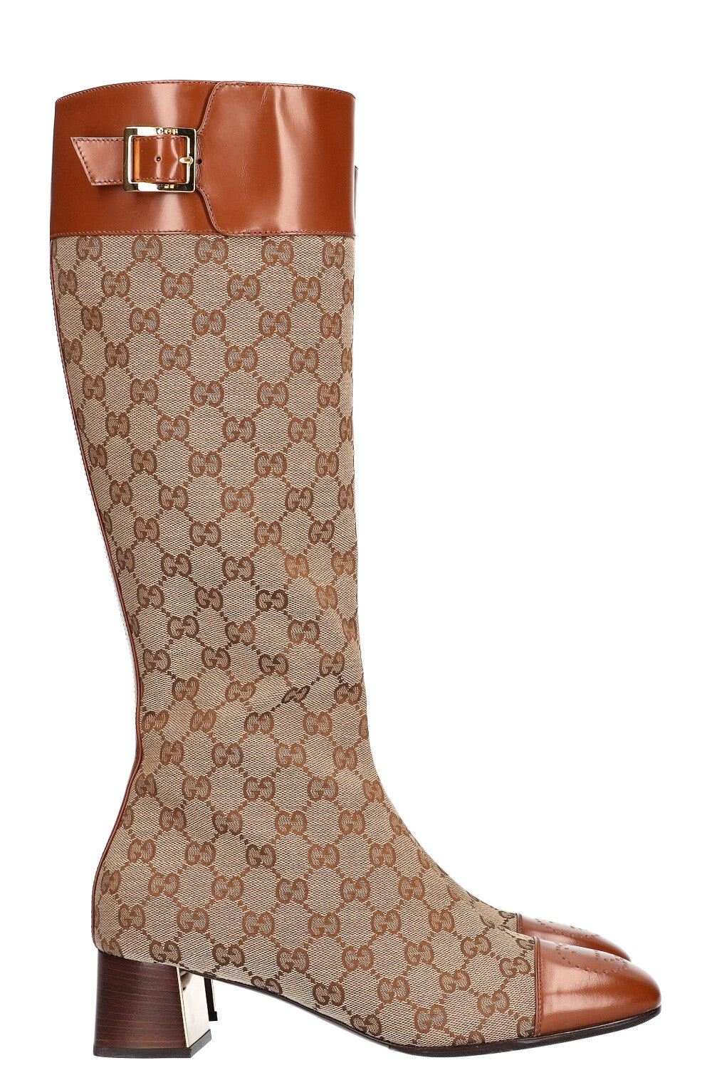 GUCCI knee-high boots GG canvas