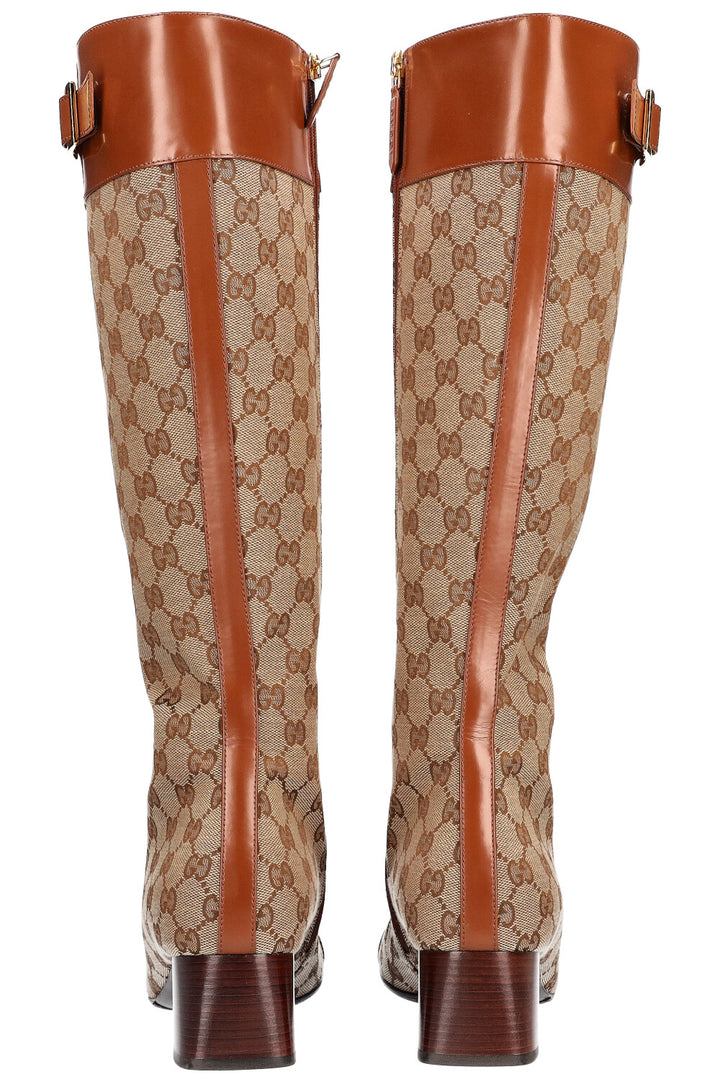 GUCCI knee-high boots GG canvas