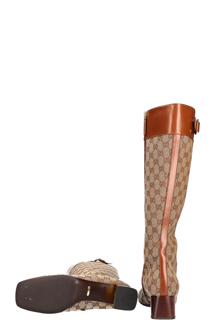 GUCCI Knee High Boots GG Canvas