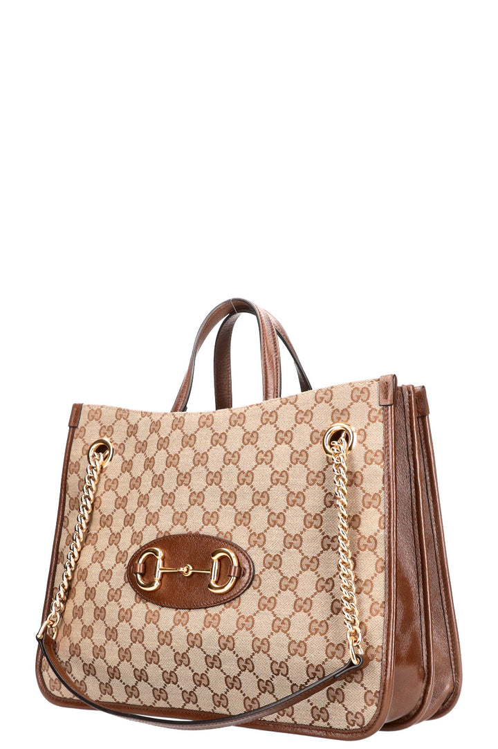 GUCCI Large Horsebit 1955 Tote Bag GG Canvas