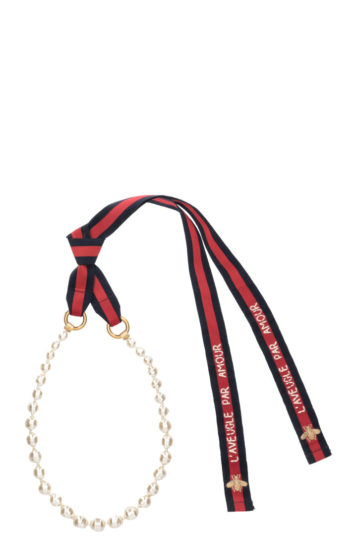 GUCCI Necklace Pearls Ribbon