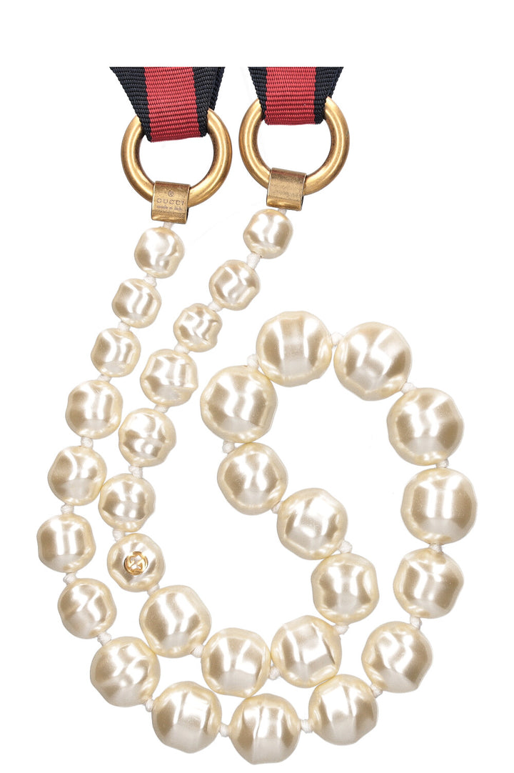 GUCCI Necklace Pearls Ribbon