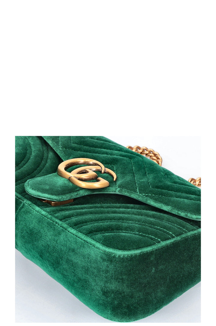 GUCCI GG Marmont Sac Velours Vert Petit