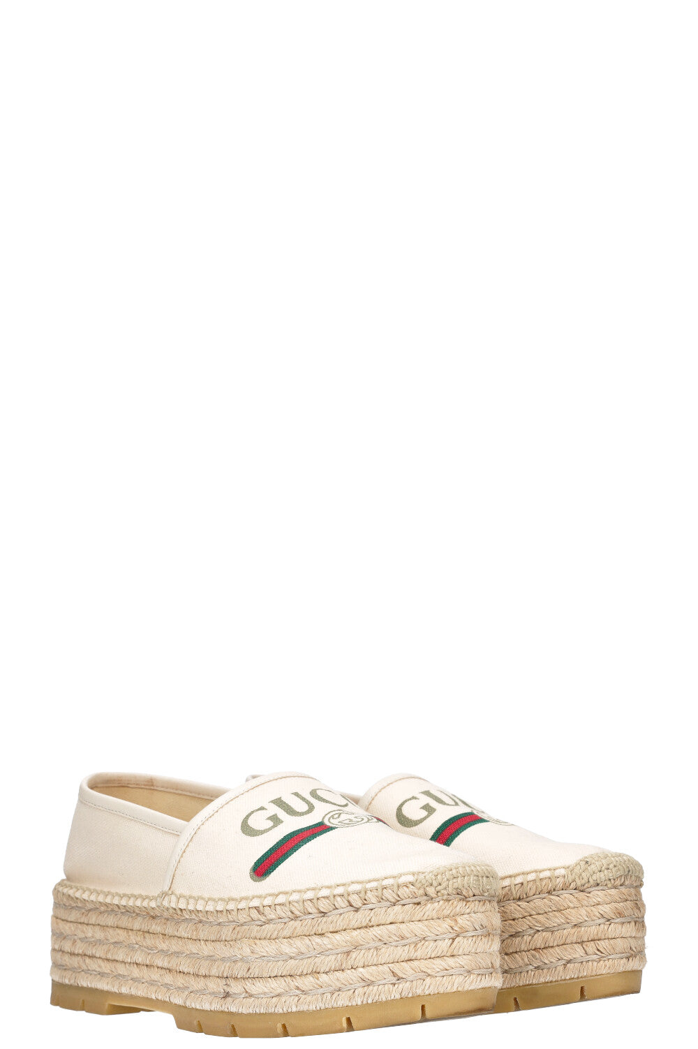 GUCCI Espadrilles Logo Blanc