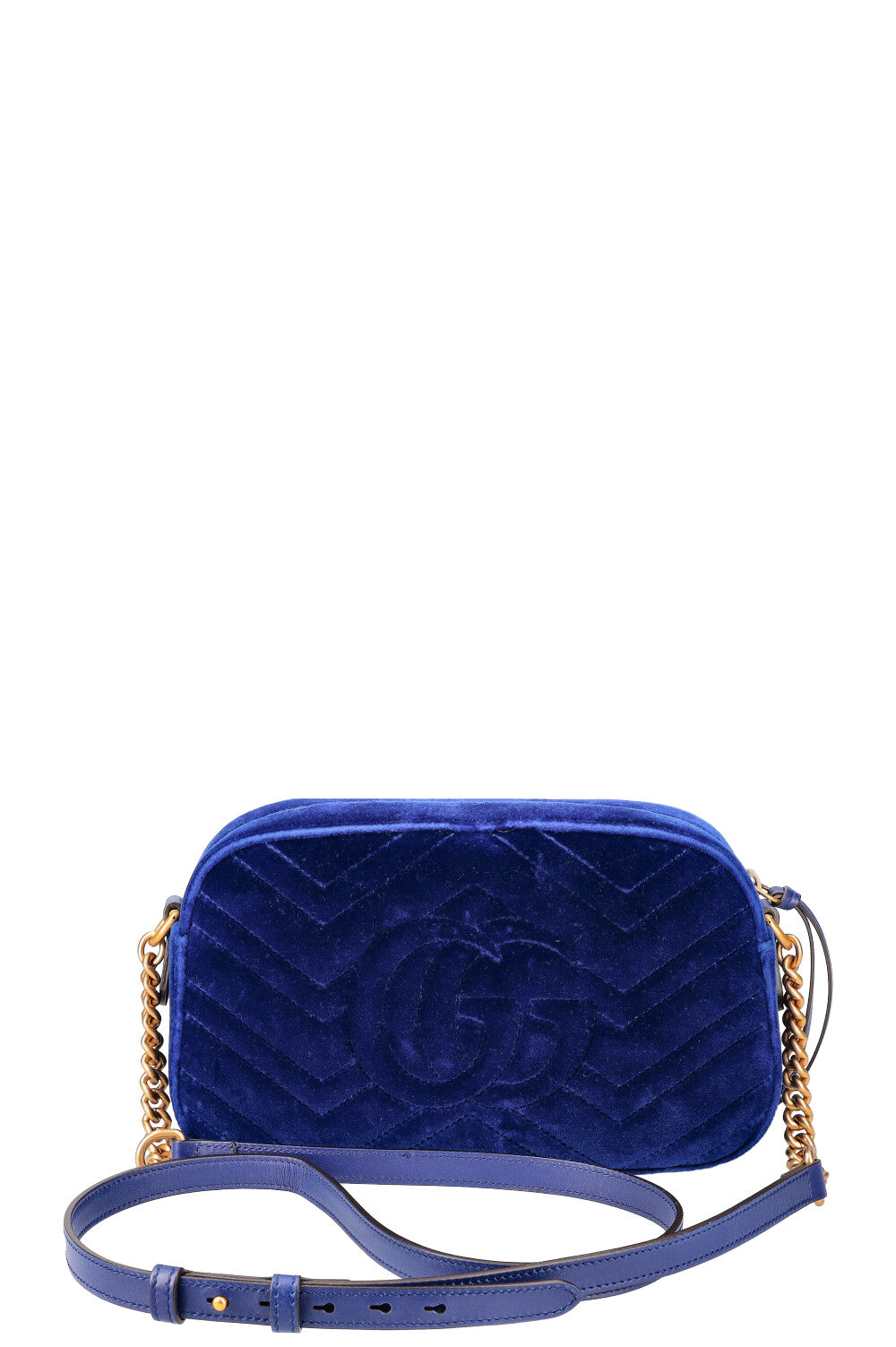 Sac velours croix épaule Gucci GG bleu royal marmont