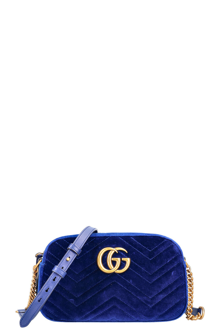 GUCCI Marmont Crossbody Bag Velvet Blue