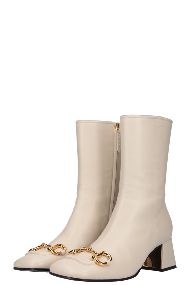 GUCCI Horsebit Boots Creme