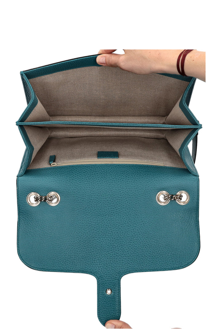 GUCCI Sac à bandoulière entrelacé Medium Turquoise
