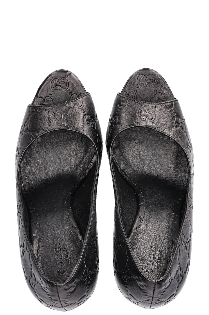 GUCCI Guccissima Peep Toes Noir