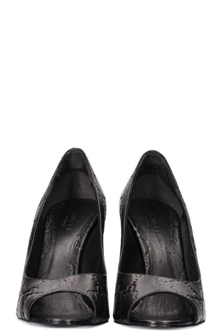 GUCCI Guccissima Peep Toes Noir