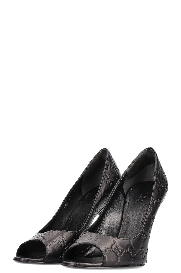 GUCCI Guccissima Peep Toes Noir