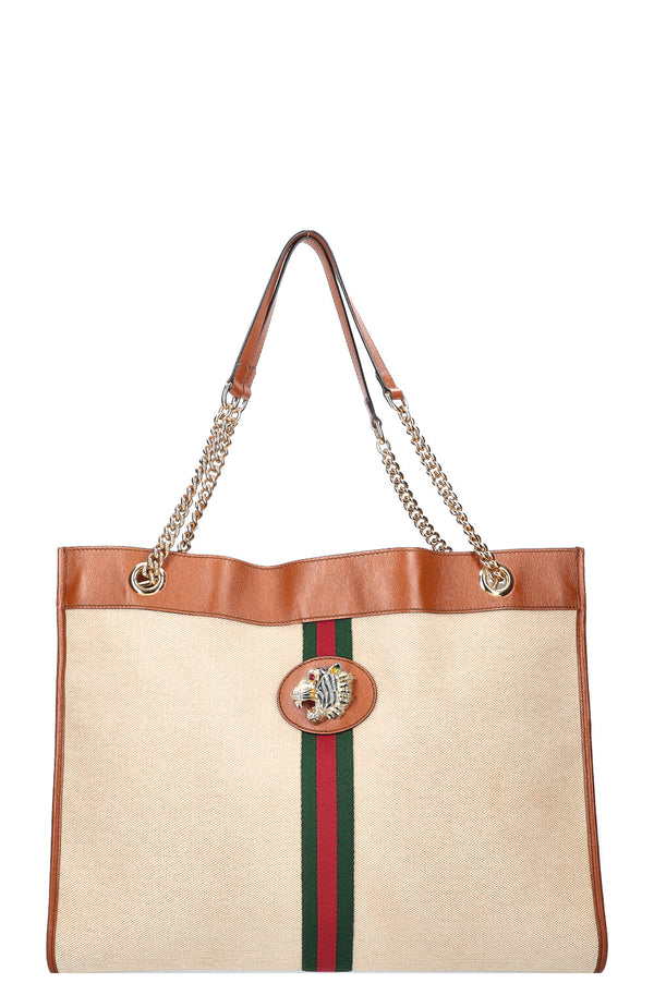 GUCCI Rajah Cabas Toile Beige