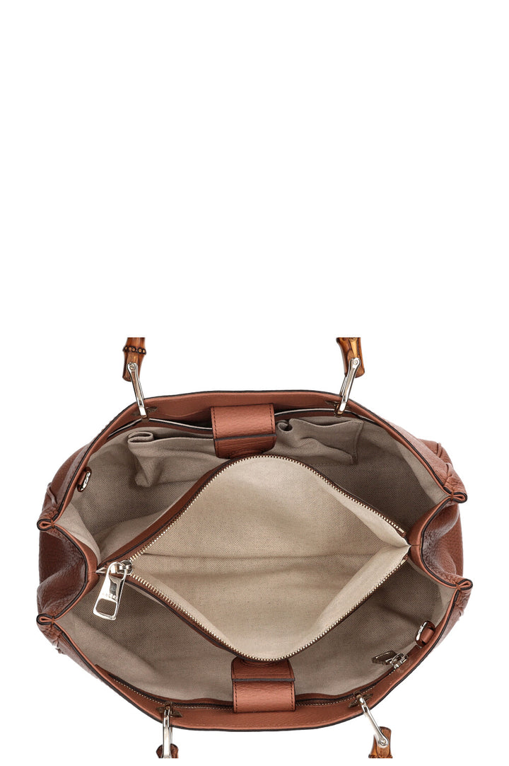 GUCCI Bamboo 2-Way Tote Brown
