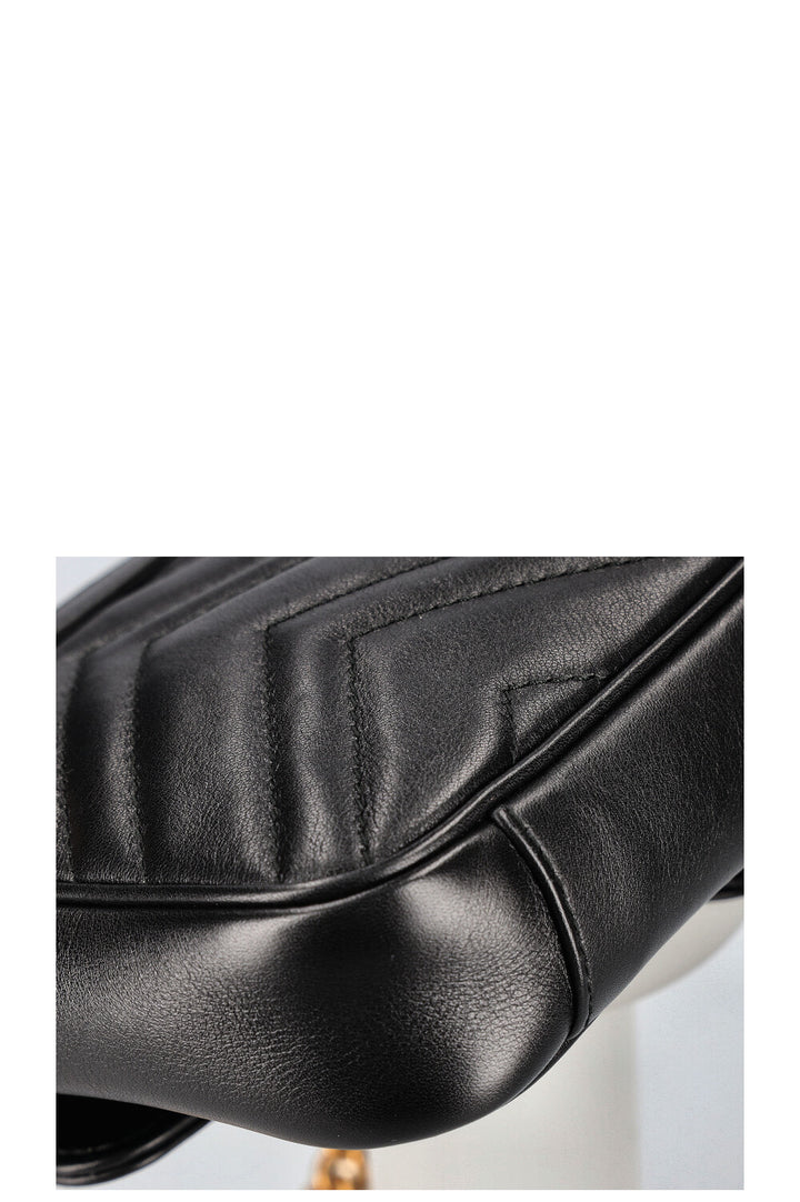 GUCCI Marmont Chain Belt Bag Black