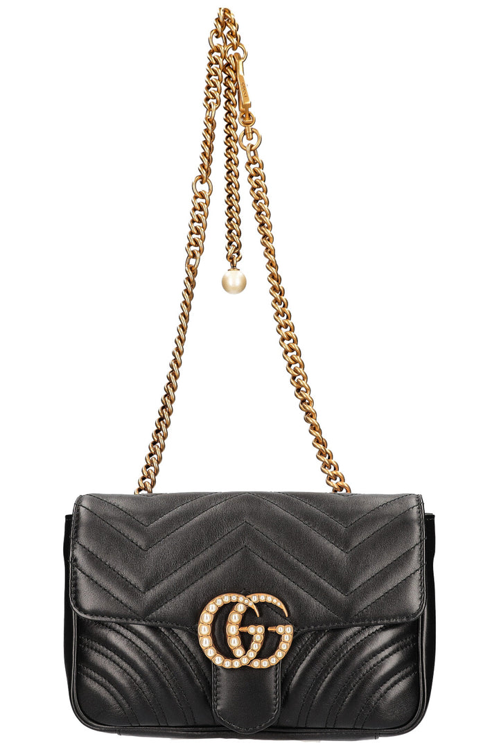 GUCCI Marmont Chain Belt Bag Black