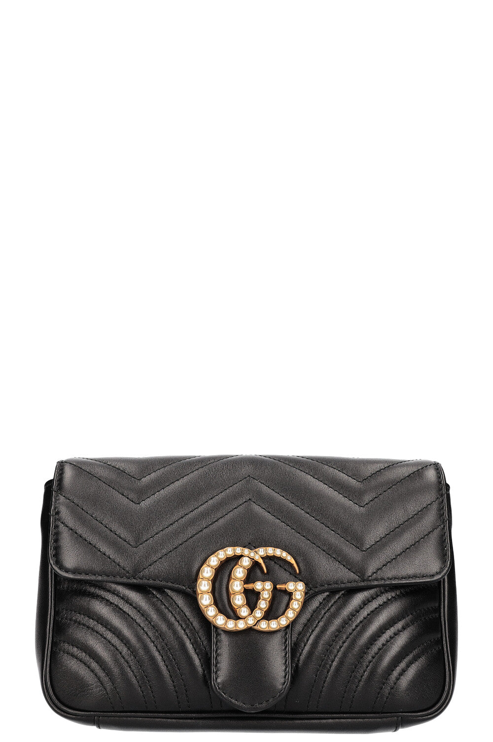 GUCCI Marmont Chain Belt Bag Black