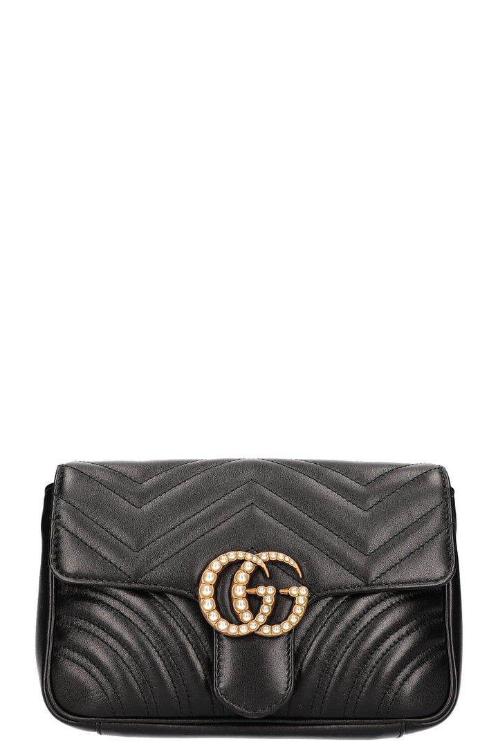 GUCCI Marmont Chain Belt Bag Black