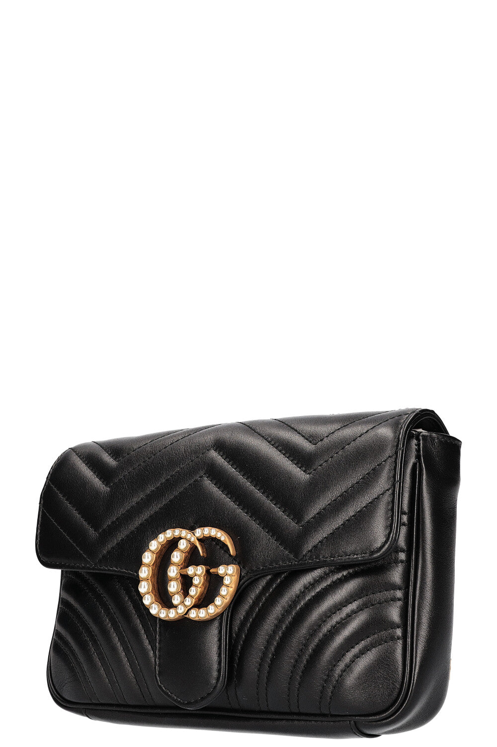 GUCCI Marmont Chain Belt Bag Black