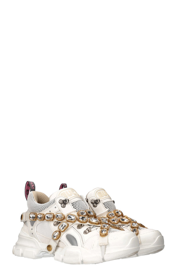 Baskets GUCCI Flashtrek Cristaux Blanc