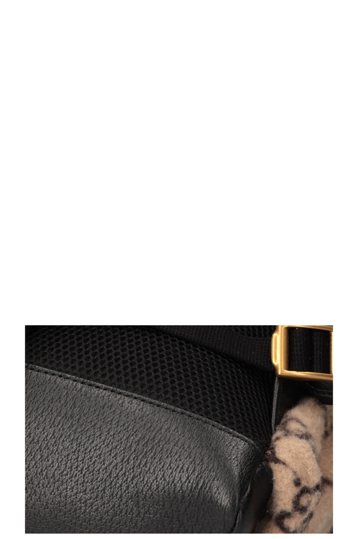 GUCCI Double Pocket Belt Backpack GG Wool Beige