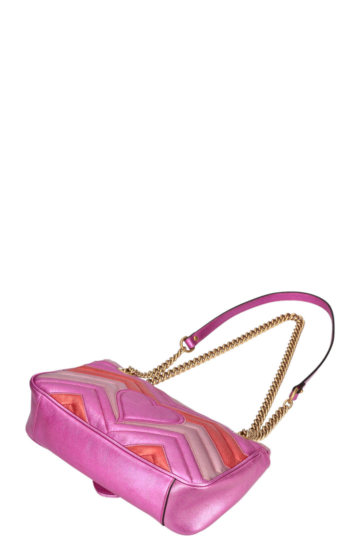 GUCCI Mini Marmont Métallisé Rose et Rouge