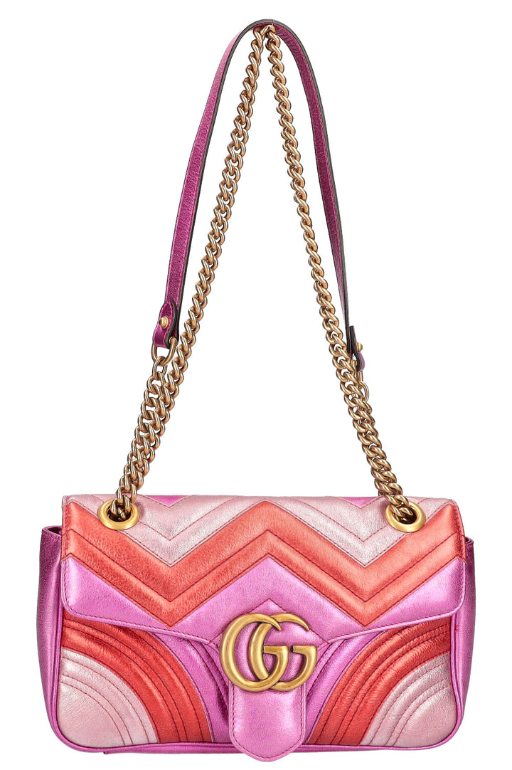 GUCCI Mini Marmont Métallisé Rose et Rouge