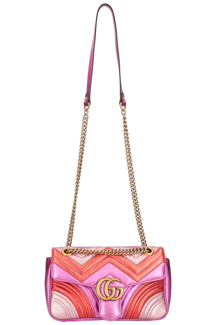 GUCCI Mini Marmont Métallisé Rose et Rouge