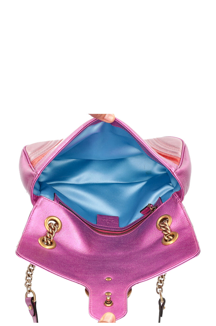 GUCCI Mini Marmont Métallisé Rose et Rouge