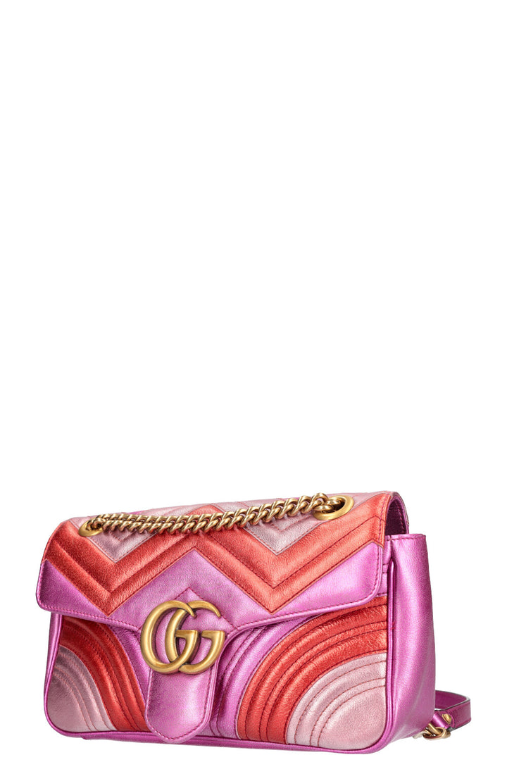 GUCCI Mini Marmont Métallisé Rose et Rouge