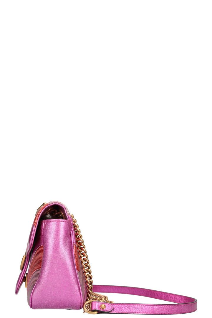 GUCCI Mini Marmont Métallisé Rose et Rouge