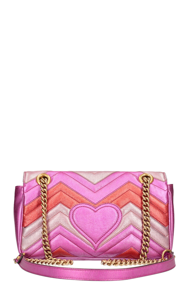 GUCCI Mini Marmont Métallisé Rose et Rouge