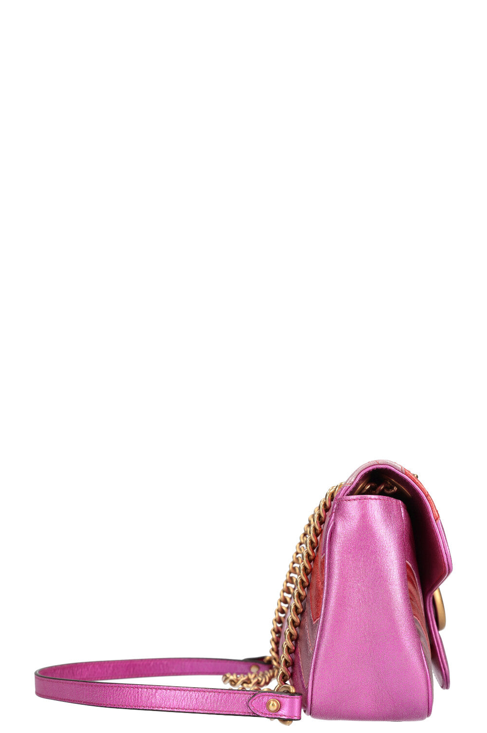 GUCCI Mini Marmont Métallisé Rose et Rouge