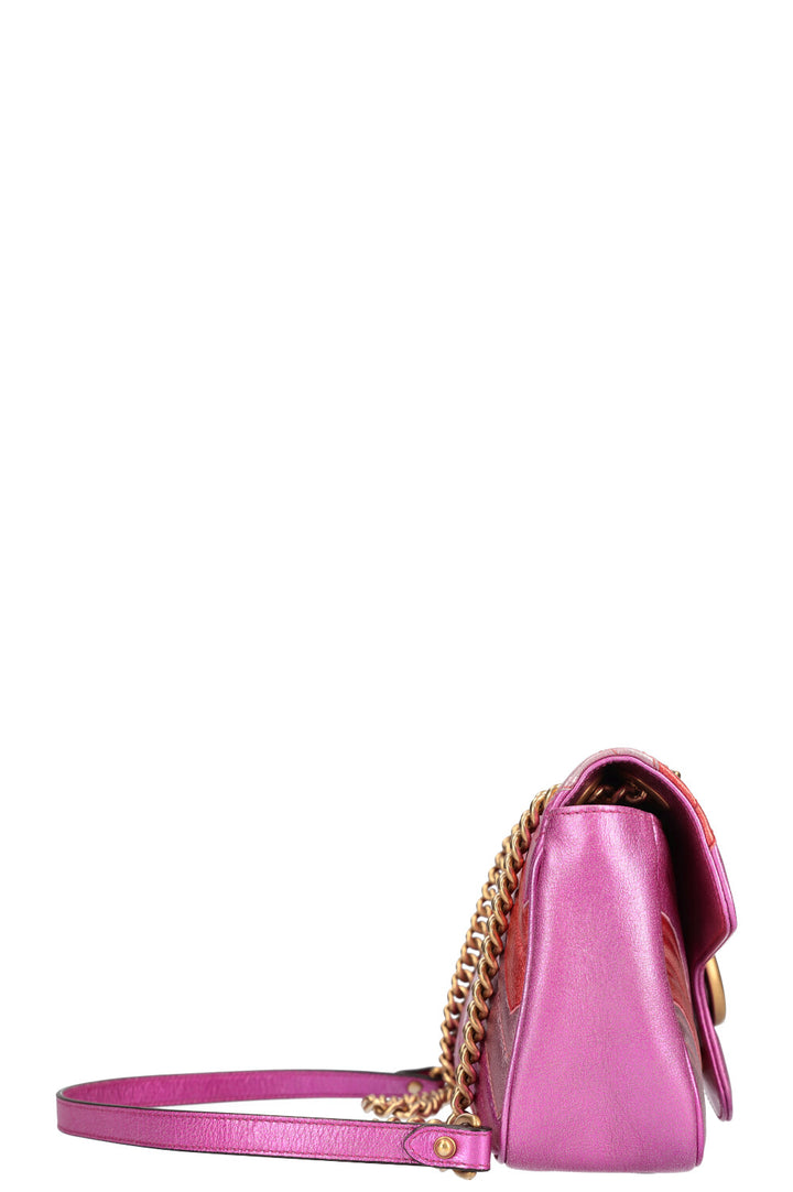 GUCCI Mini Marmont Métallisé Rose et Rouge