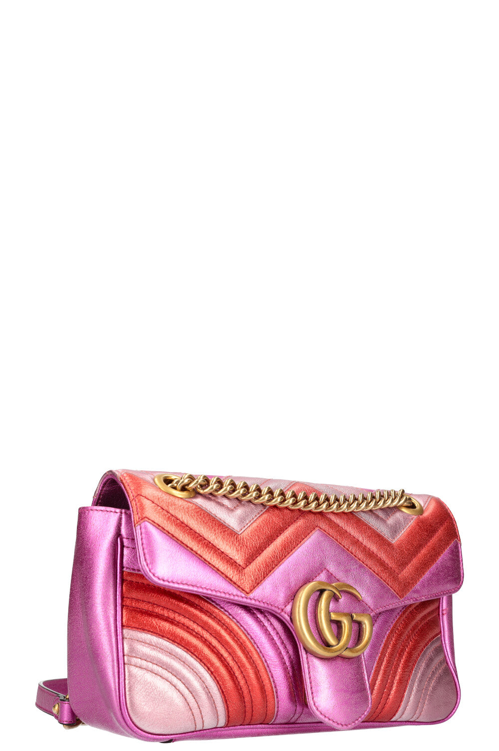 GUCCI Mini Marmont Métallisé Rose et Rouge