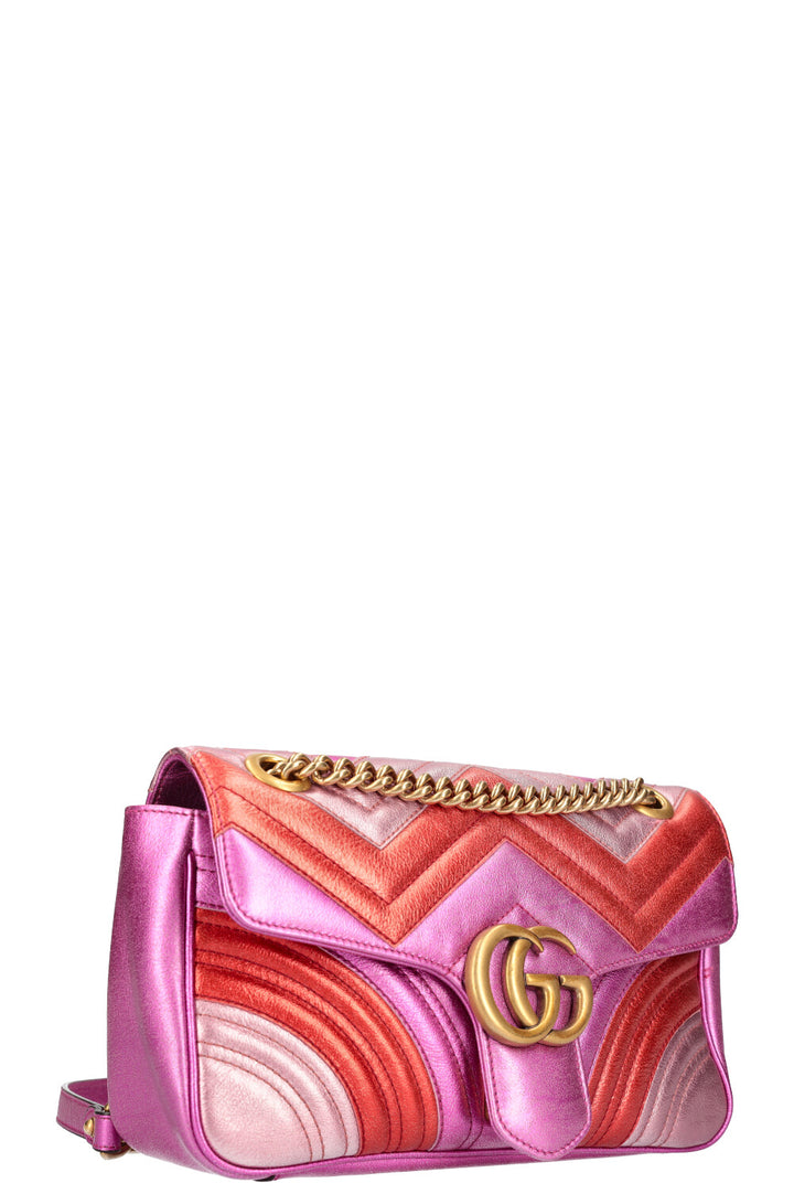 GUCCI Mini Marmont Métallisé Rose et Rouge