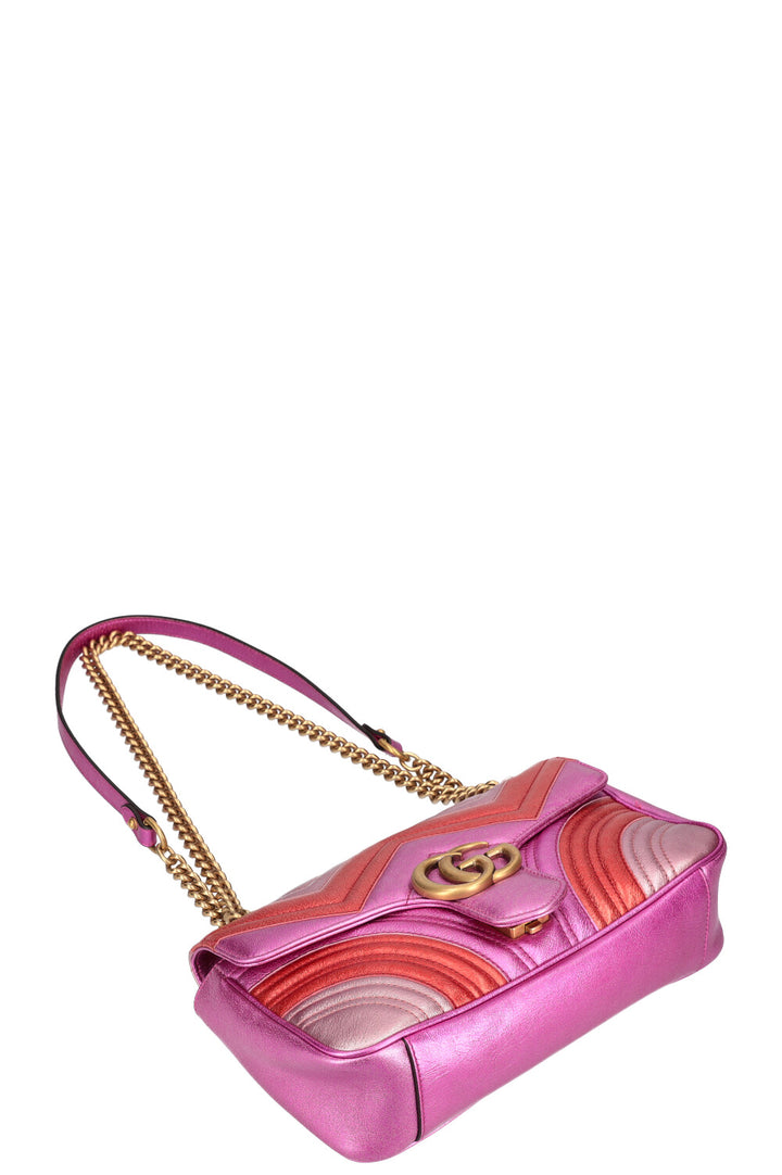 GUCCI Mini Marmont Métallisé Rose et Rouge