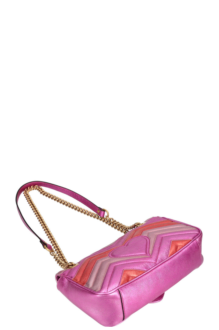GUCCI Mini Marmont Métallisé Rose et Rouge