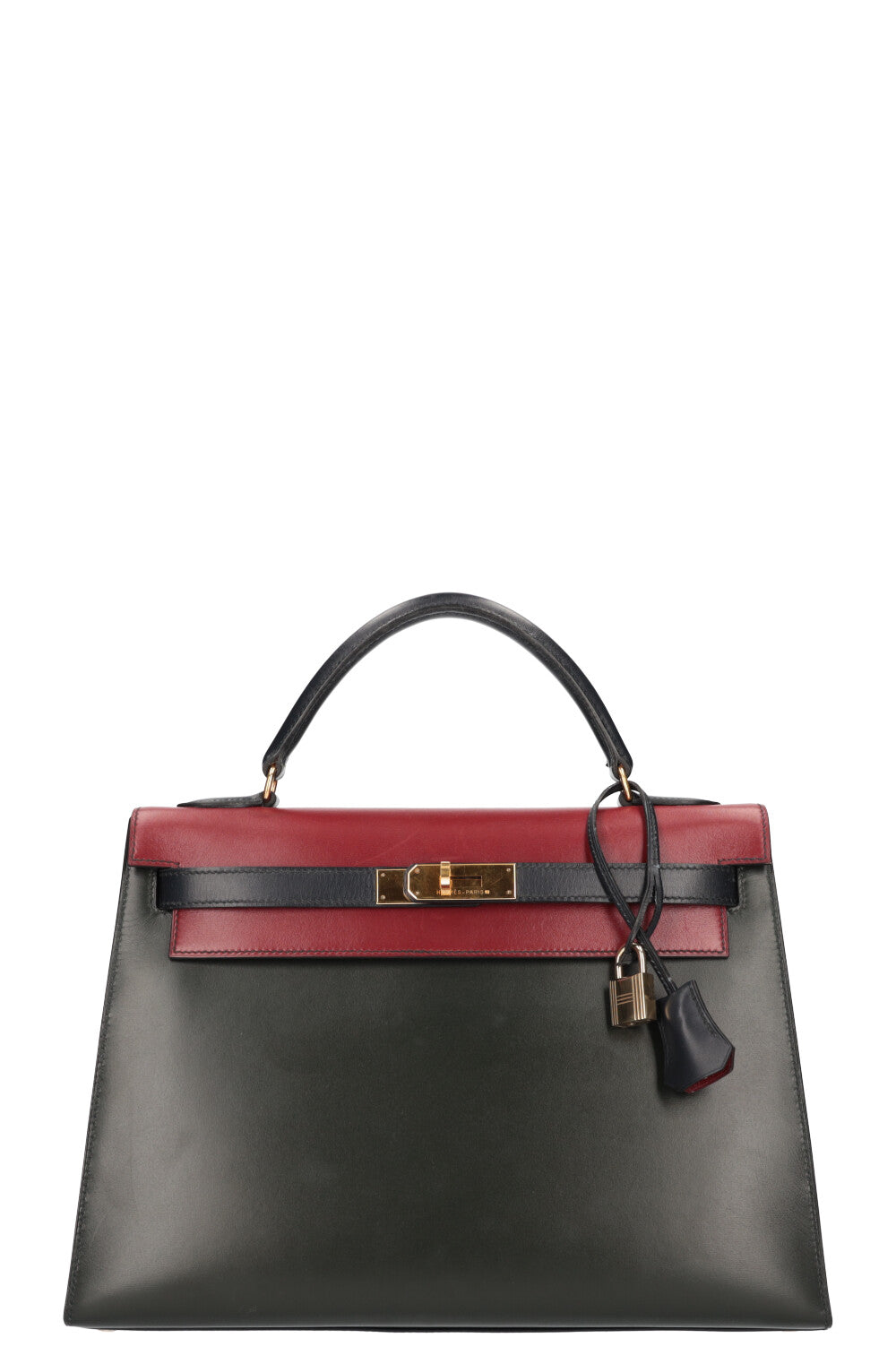 HERMÈS Kelly 32 Sellier Box Tricolor