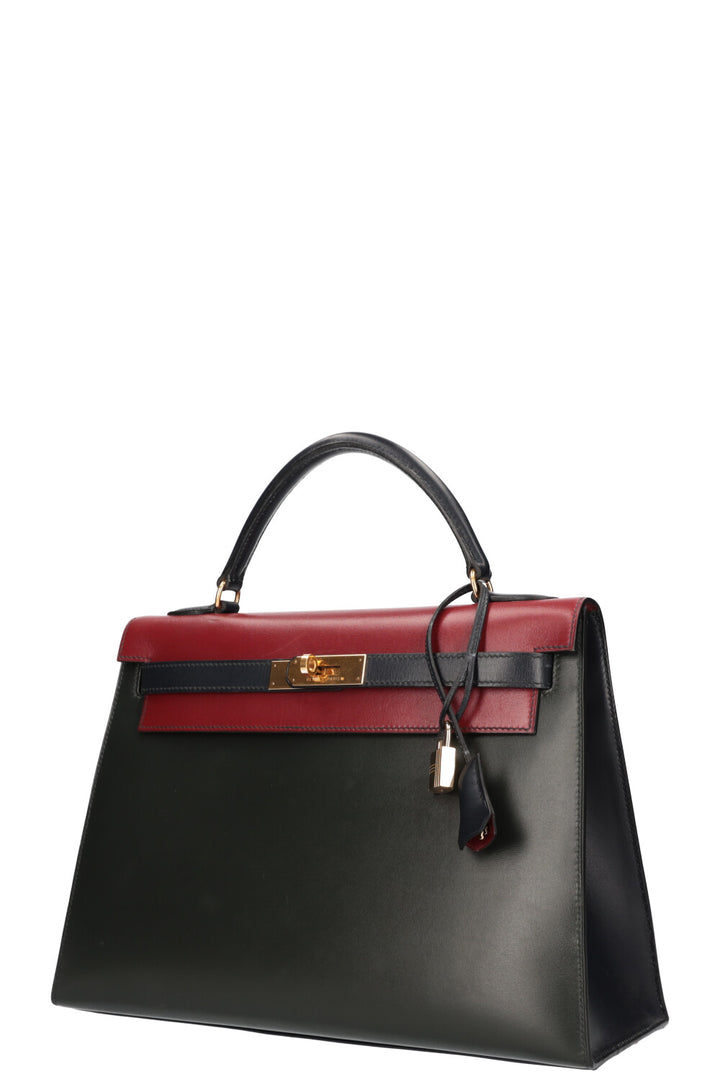 HERMÈS Kelly 32 Sellier Box Tricolor