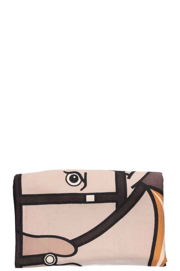 HERMÈS Plaid Quadrige Cachemire Beige &amp; Noir