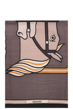 HERMÈS Quadrige Cashmere Throw Blanket Beige & Black