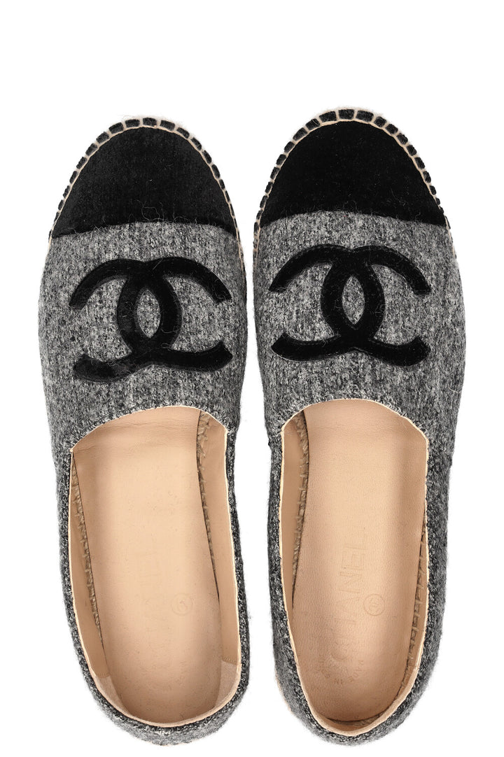 CHANEL Espadrilles Flats Grey