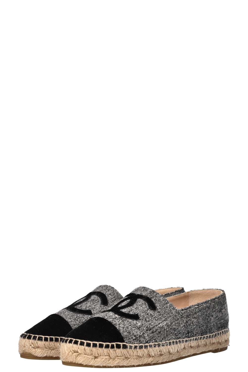 CHANEL Espadrilles Flats Grey