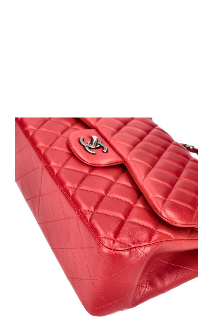 CHANEL Large Double Flap Bag Lambskin Red