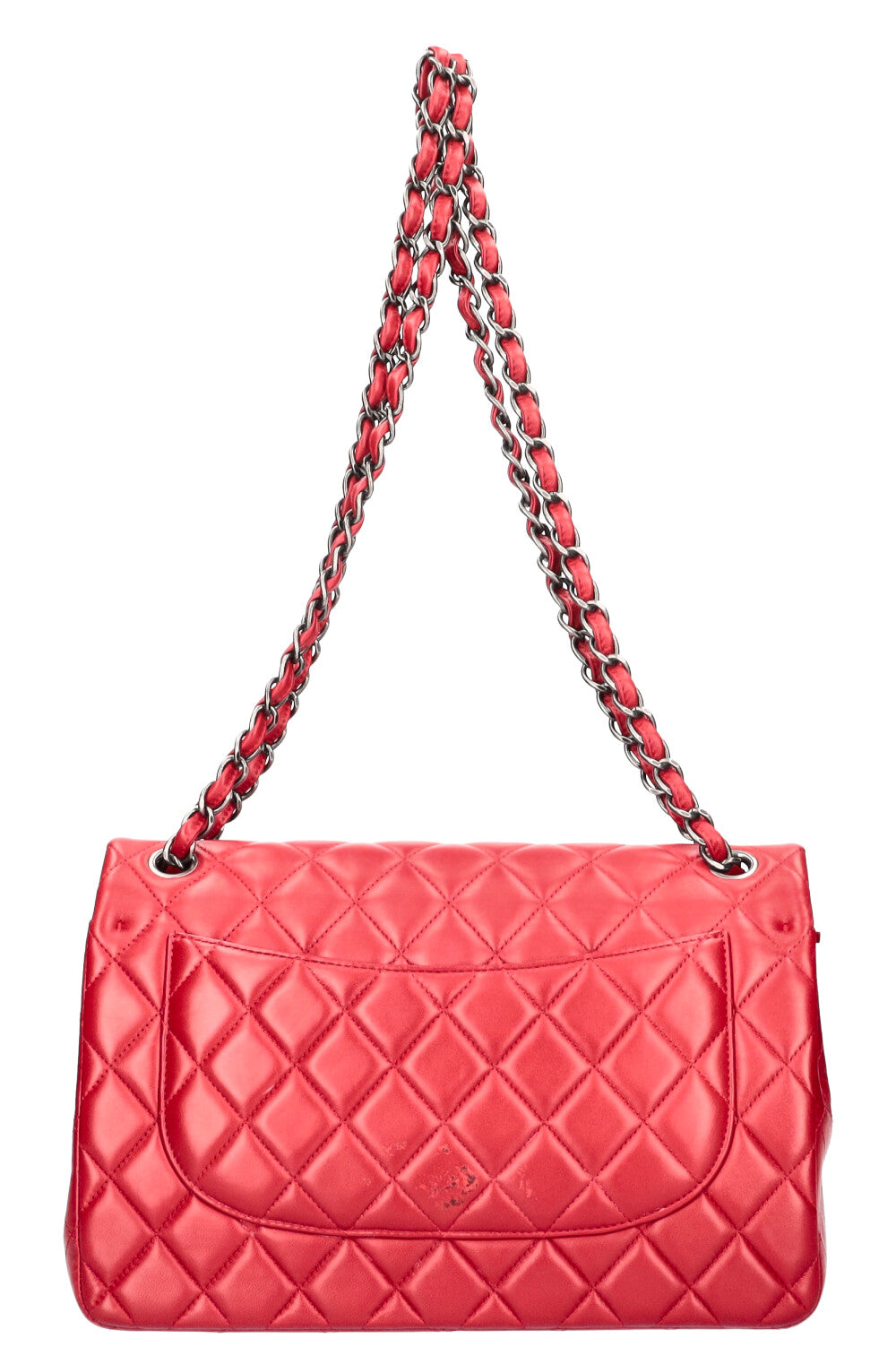 CHANEL Large Double Flap Bag Lambskin Red