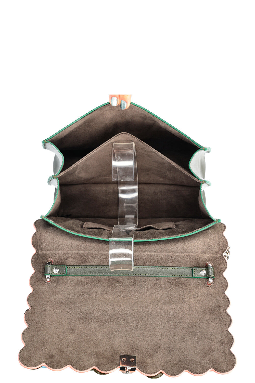 FENDI Flowerland Kan I Bag Embellished Leather Bag Green REAWAKE