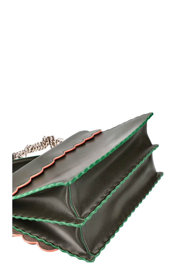 FENDI Flowerland Kan I Bag Sac en cuir orné Vert