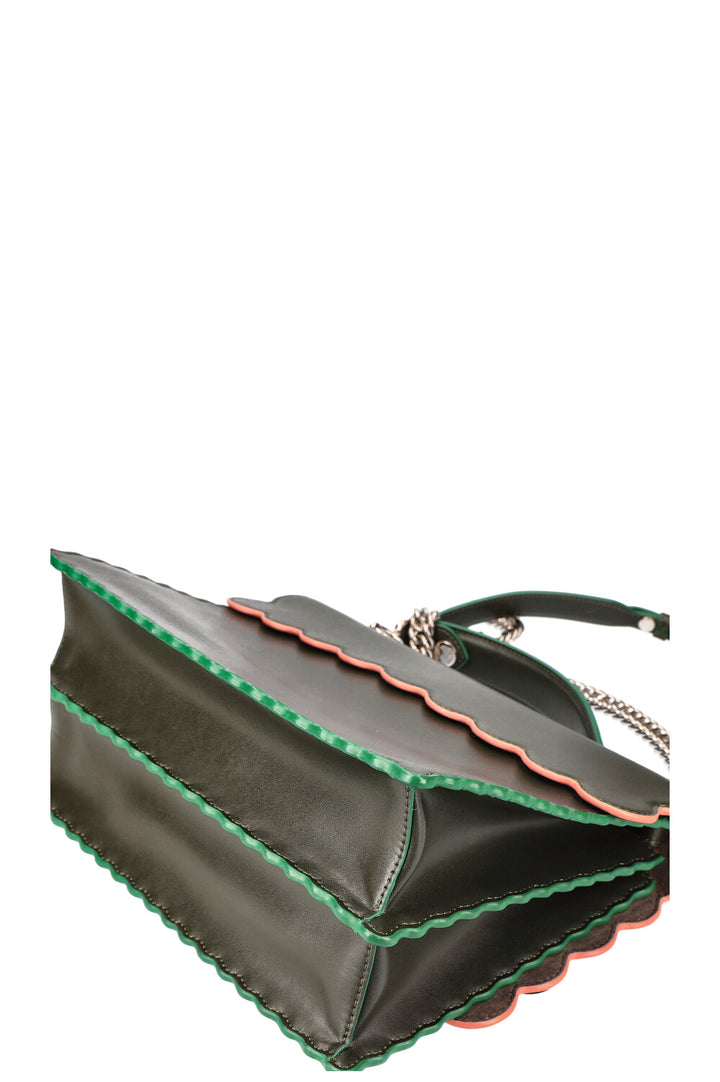 FENDI Flowerland Kan I Bag Sac en cuir orné Vert