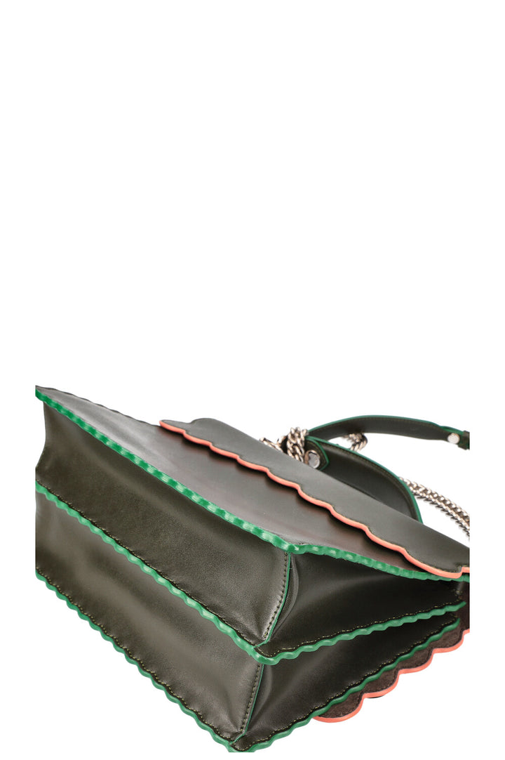 FENDI Flowerland Kan I Bag Embellished Leather Bag Green